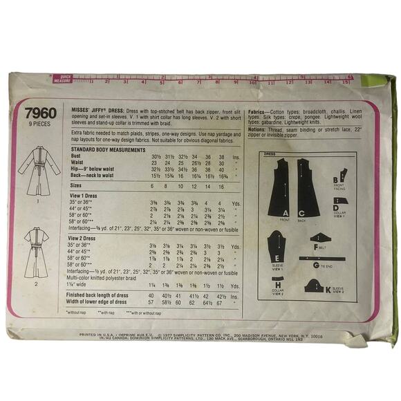 Simplicity 7960 Dress Pattern Miss 14 Housewife Errands Everyday Jiffy - Picture 4 of 5